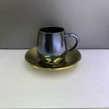 经典黑蓝陶瓷咖啡杯碟镀金杯碟6杯6碟礼品盒礼品袋意式咖啡杯碟套装德伟122