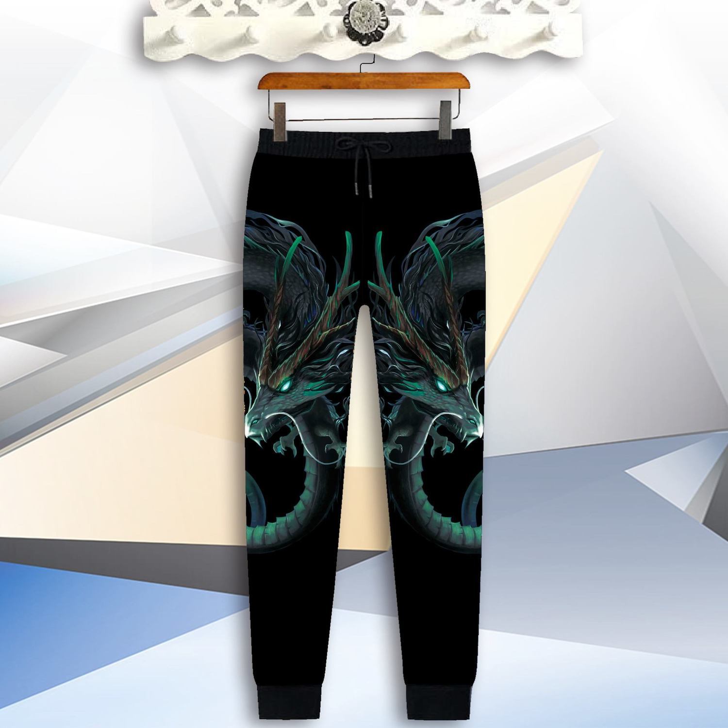 2022新款时尚网红韩版潮流休闲印花大码运动长裤束脚修身青年学生花裤详情图5