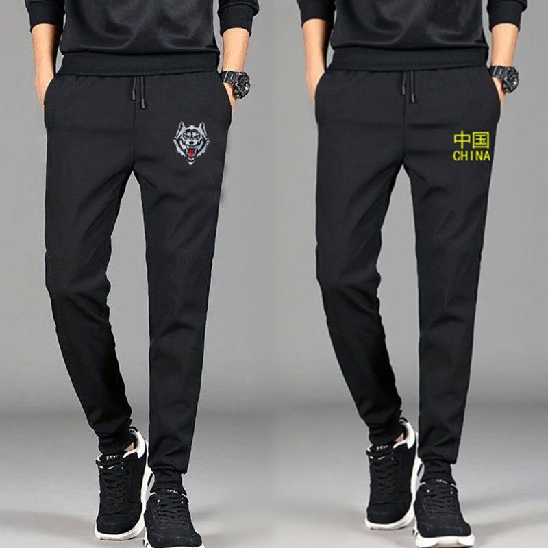 新款时尚网红韩版潮流休闲印花大码运动长裤束脚修身青年学生花裤详情图3