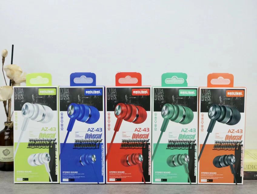 Sogo brand headphones, AZ-43 headphones, earplugs, earphone labels, mobile phone headphones