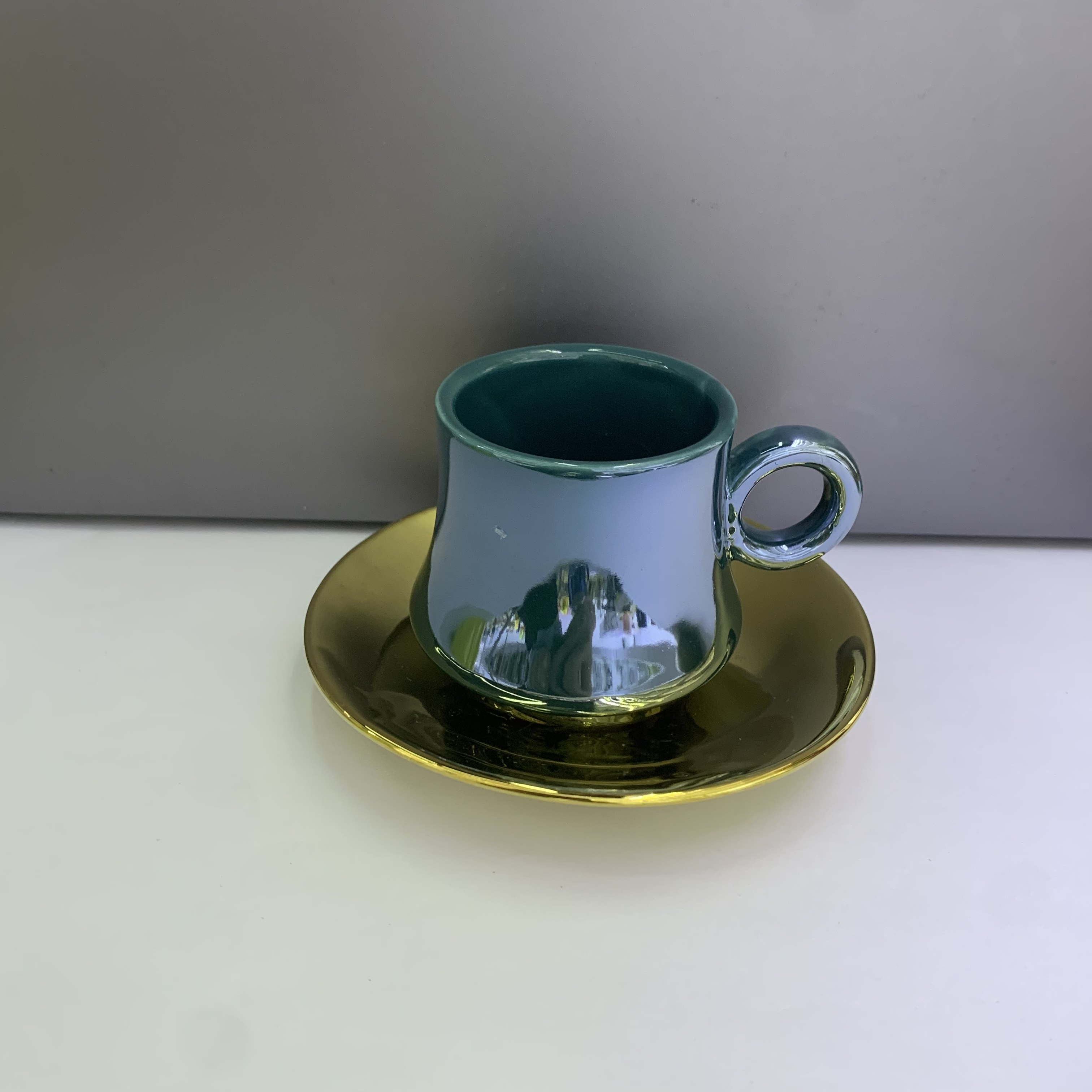 宝蓝色陶瓷咖啡杯碟镀金杯碟6杯6碟礼品盒意式咖啡杯碟套装德伟108