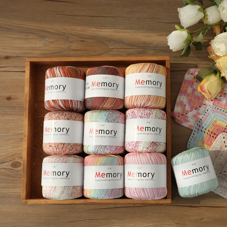 Wholesale of ten-cut segment dyed lace thread, No. 3 five-strand pure cotton thread, spring and summer clothing yarn and wool material packages from the manufacturer Specification image