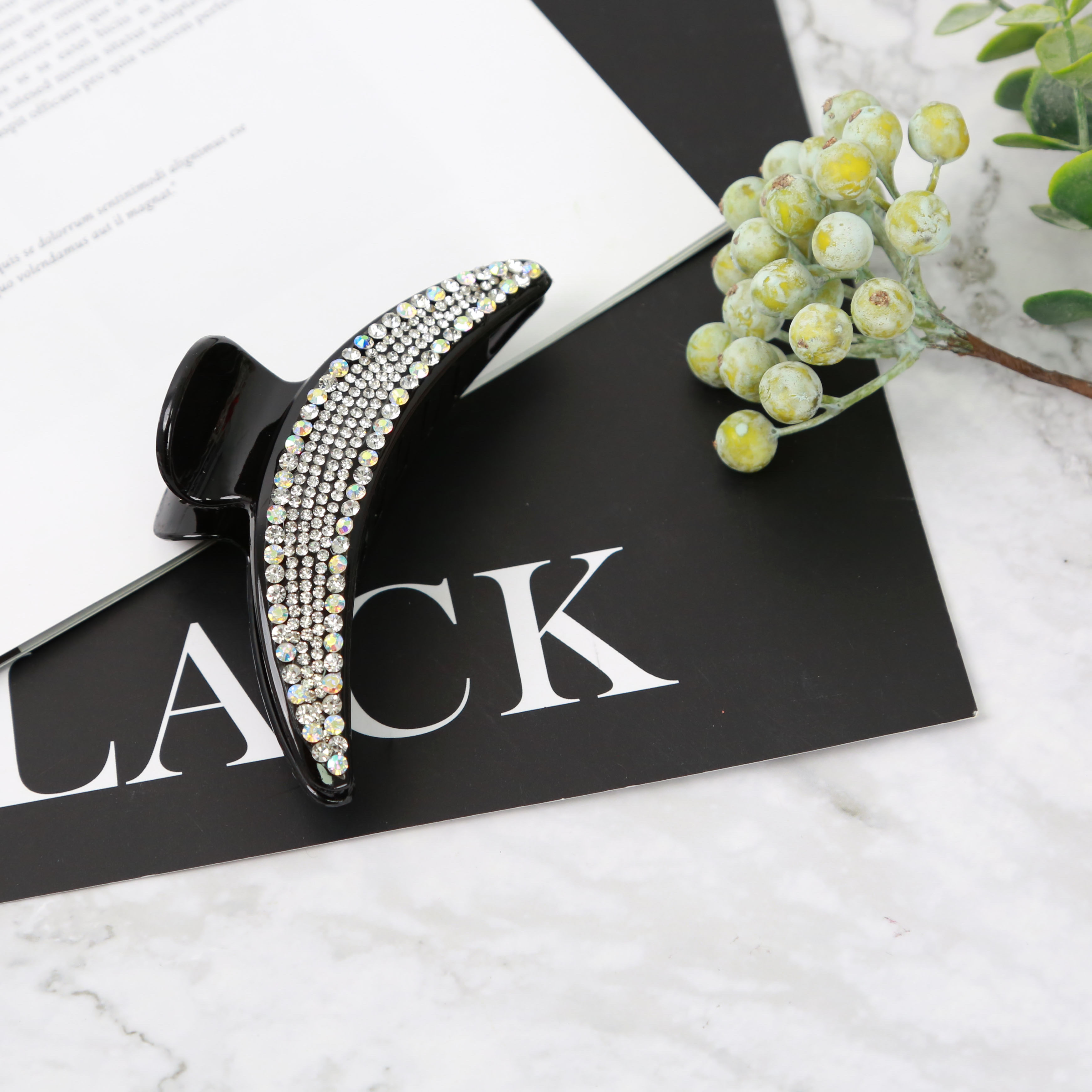 Back of the head clip, head accessory, Korean water diamond, large updo, elegant female top clip, hair clip, hair clamp, hair handle details Picture