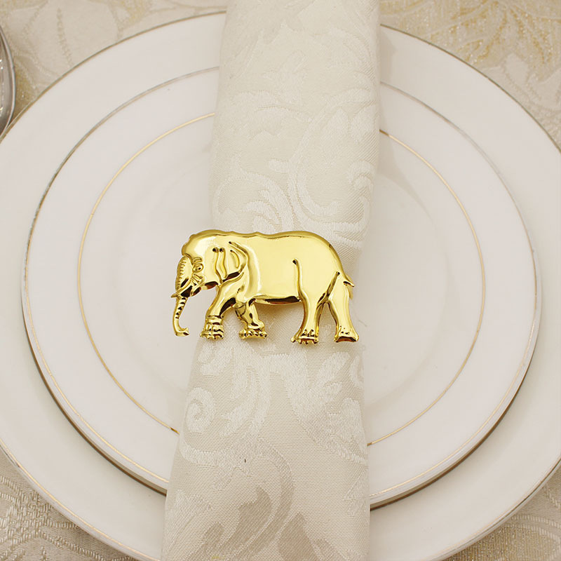 Elephant napkin buttons, napkin rings. Accessories, wedding supplies, hotel decorations. Specification image