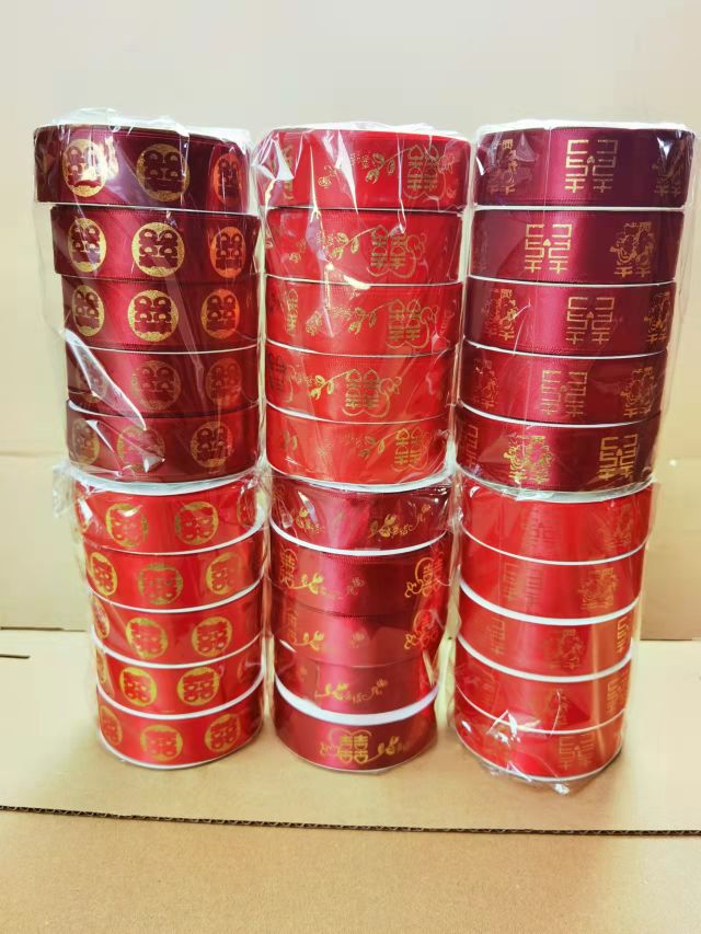 2.5公分烫金印刷带喜字带织带丝带包装带婚庆用品喜庆用品8分带图
