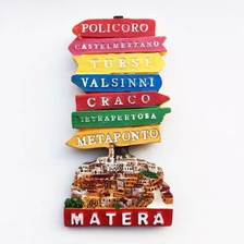 意大利鬼城马泰拉创意旅游纪念工艺品彩绘立体路牌冰箱贴