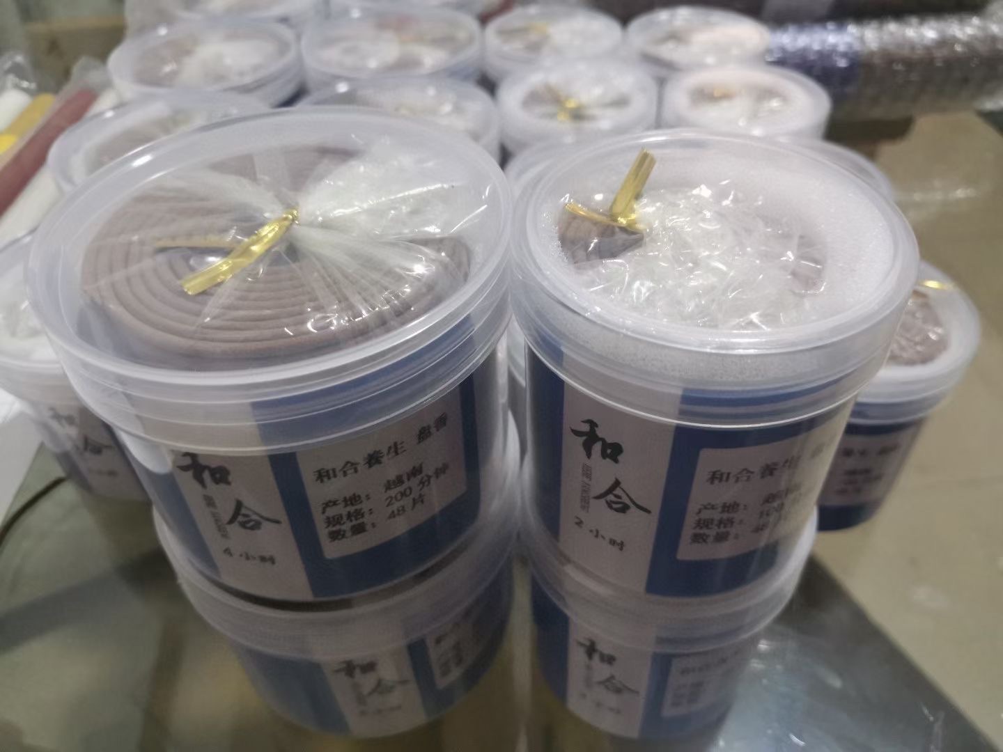 Taiwanese sandalwood, coil incense, 2 hours, 4 hours, simple packaging, transparent can, 48 single pieces, Tian Ni Xiang Xing ws046 Specification image