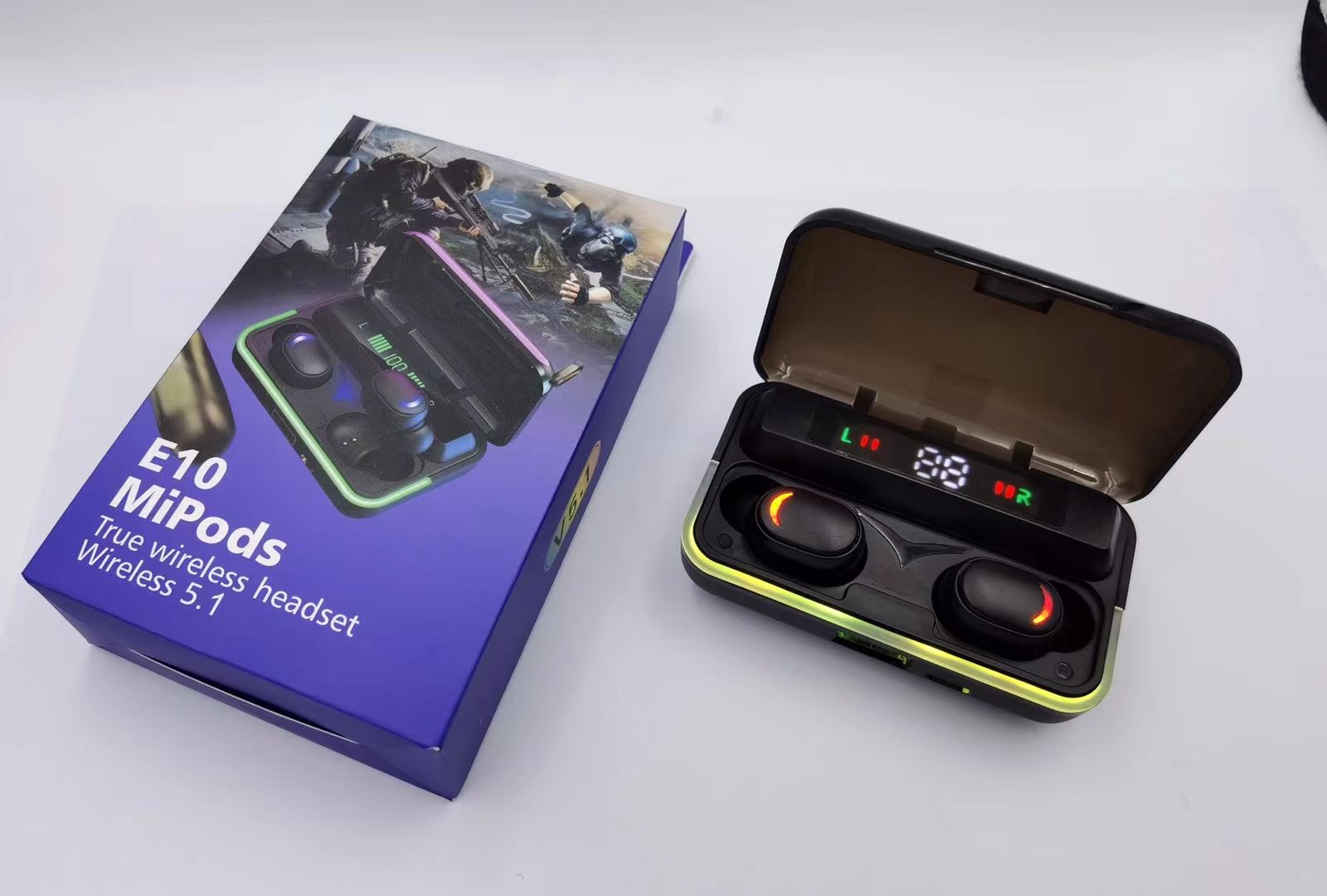 Bluetooth headphones, wireless in-ear noise-cancelling, high-end ultra-long battery life, men's and women's sports headphones E10 details Picture