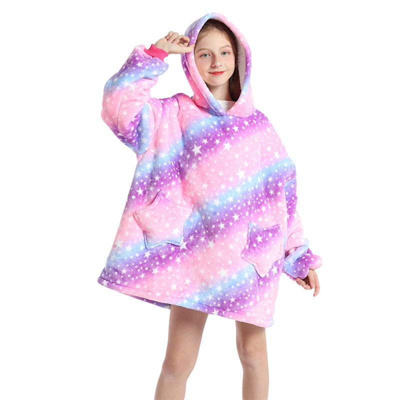 Children's pajamas, flip-top cold-proof clothing, cold-proof clothing, double-layer thickened lambskin pajamas, cartoon hooded clothes detail image 14