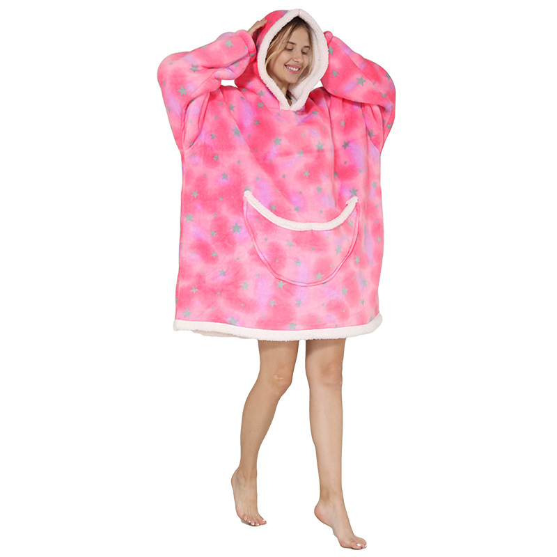 Adult Duopeng cold-proof clothing, double-layer thickened flannel lambskin pajamas, cartoon hooded clothes, cold-proof home clothes detail image 19