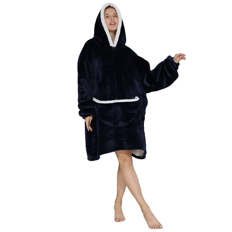 Adult Duopeng cold-proof clothing, double-layer thickened flannel lambskin pajamas, cartoon hooded clothes, cold-proof home clothes detail image 14