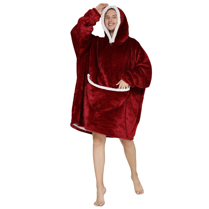 Adult Duopeng cold-proof clothing, double-layer thickened flannel lambskin pajamas, cartoon hooded clothes, cold-proof home clothes detail image 17