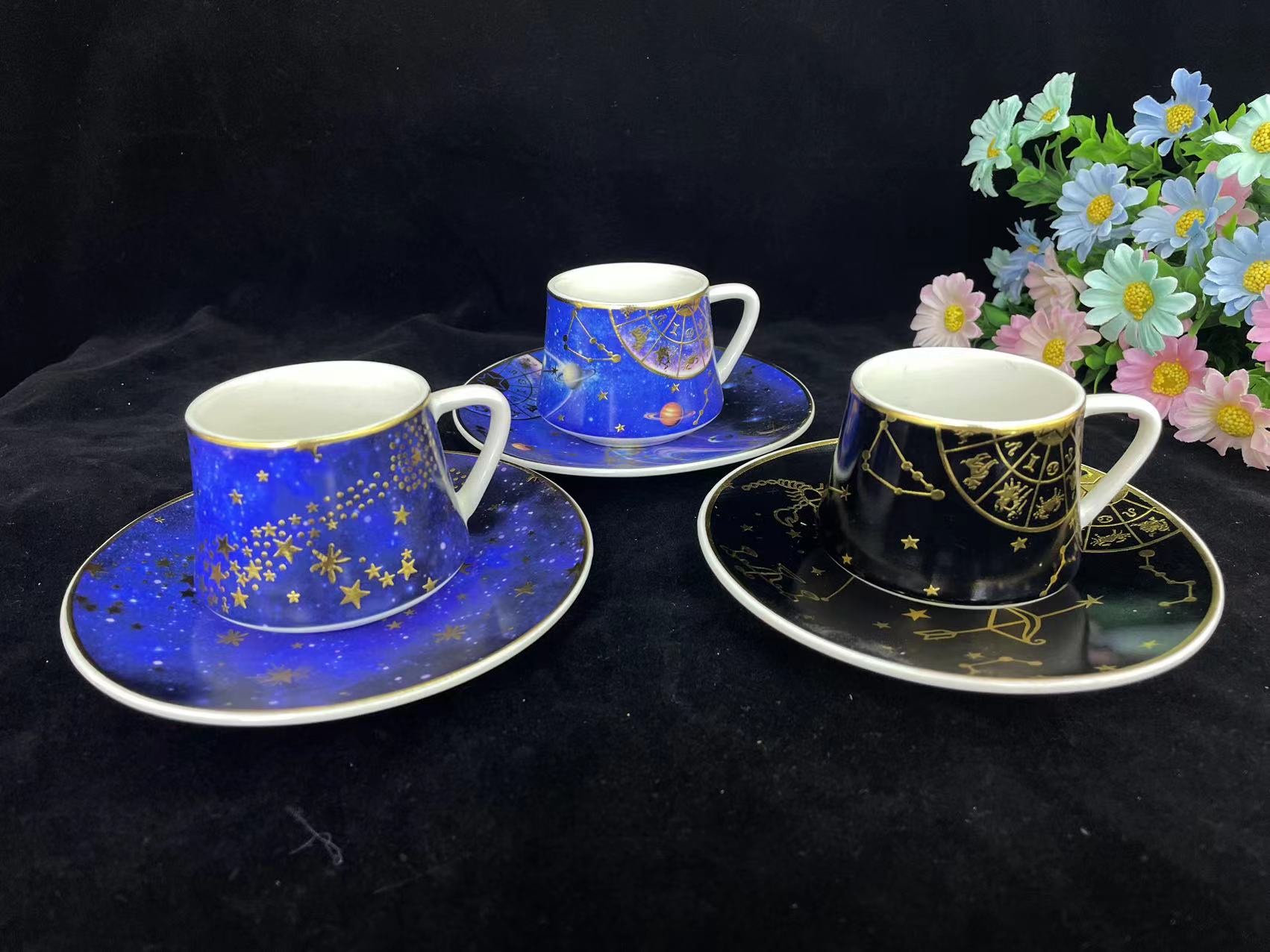 陶瓷咖啡杯碟星座杯碟6杯6碟礼品盒礼品袋意式咖啡杯碟套装德伟101