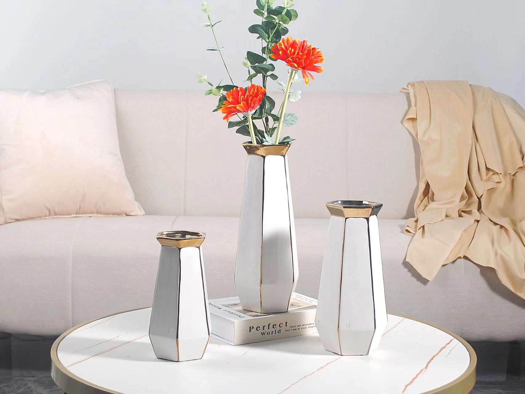 Wholesale of Nordic modern ceramic vases, flower vases, home wedding soft furnishings, hotel courtyard ornaments, handicrafts and gifts detail image 2