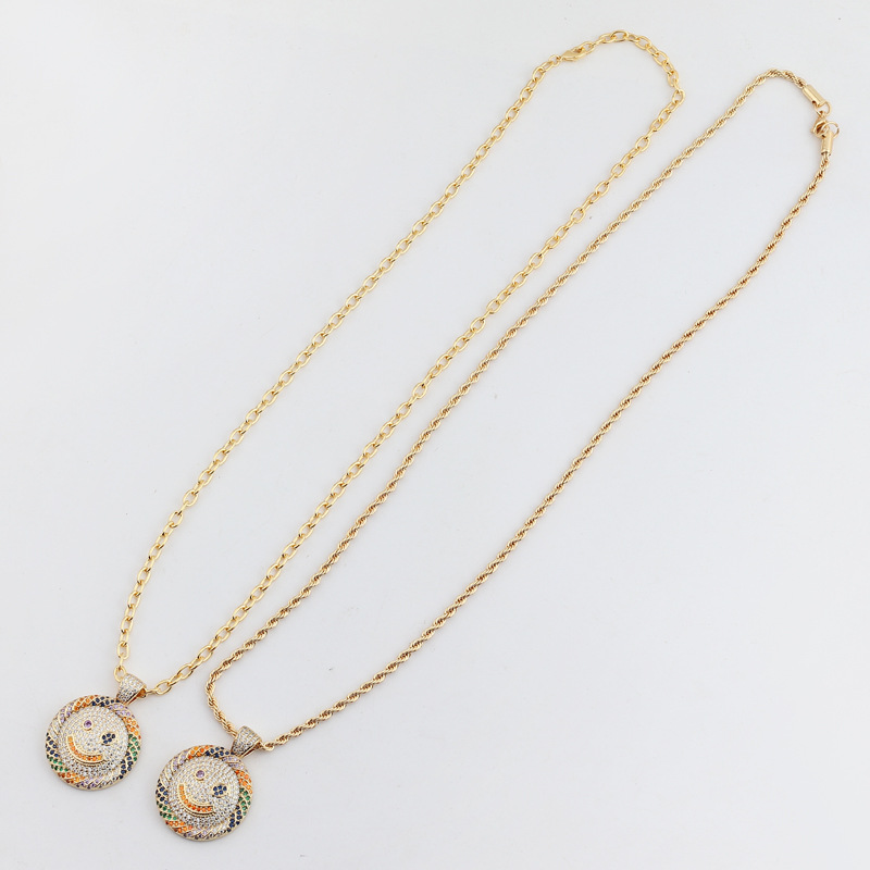 A new, simple and elegant, light luxury pendant with a unique design for women, featuring a smiling face and colorful diamonds on AliExpress for European and American trade detail image 5
