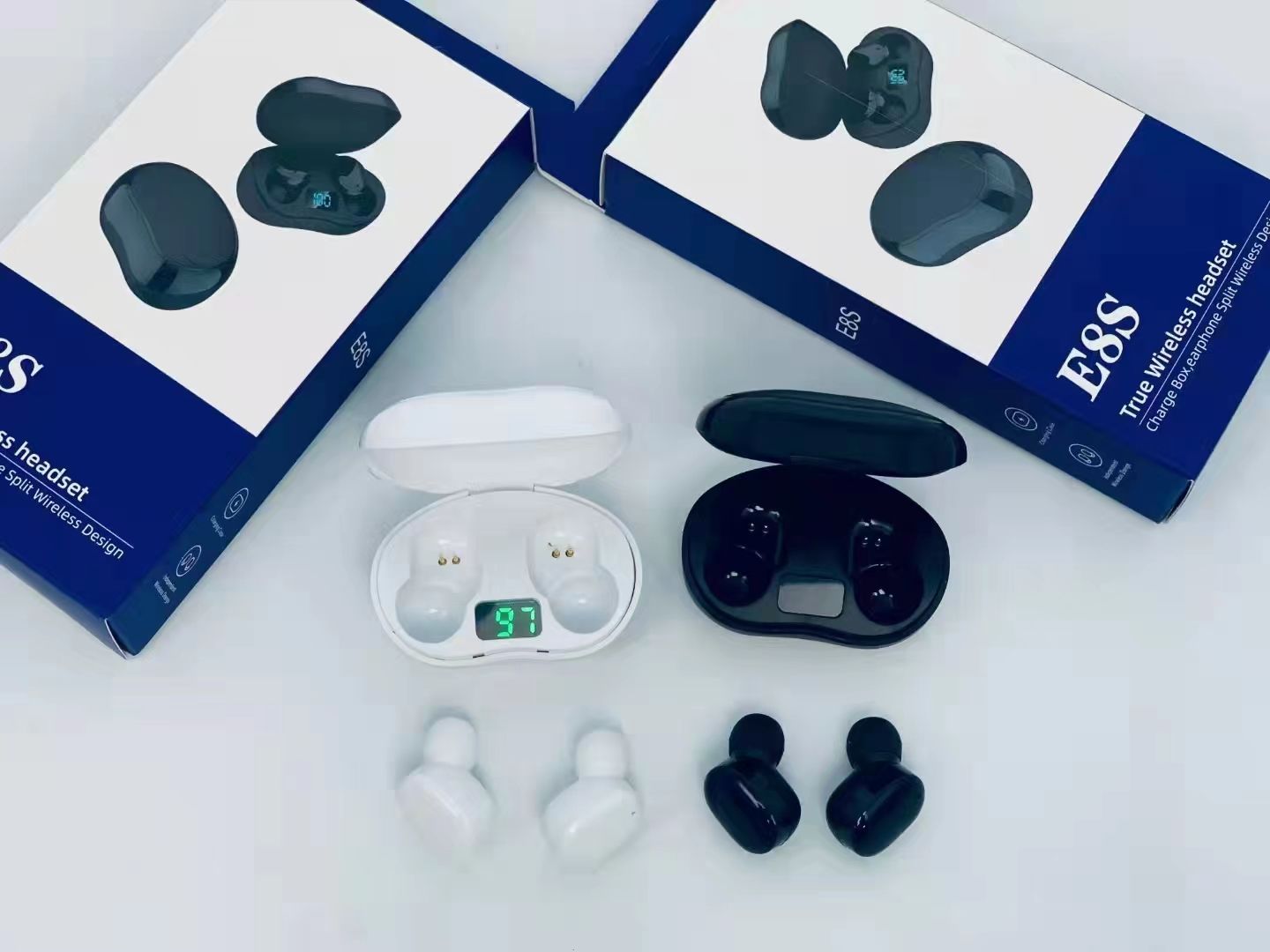 The E8S wireless Bluetooth headphones feature digital battery level display and are suitable for both men and women when playing games or listening to music