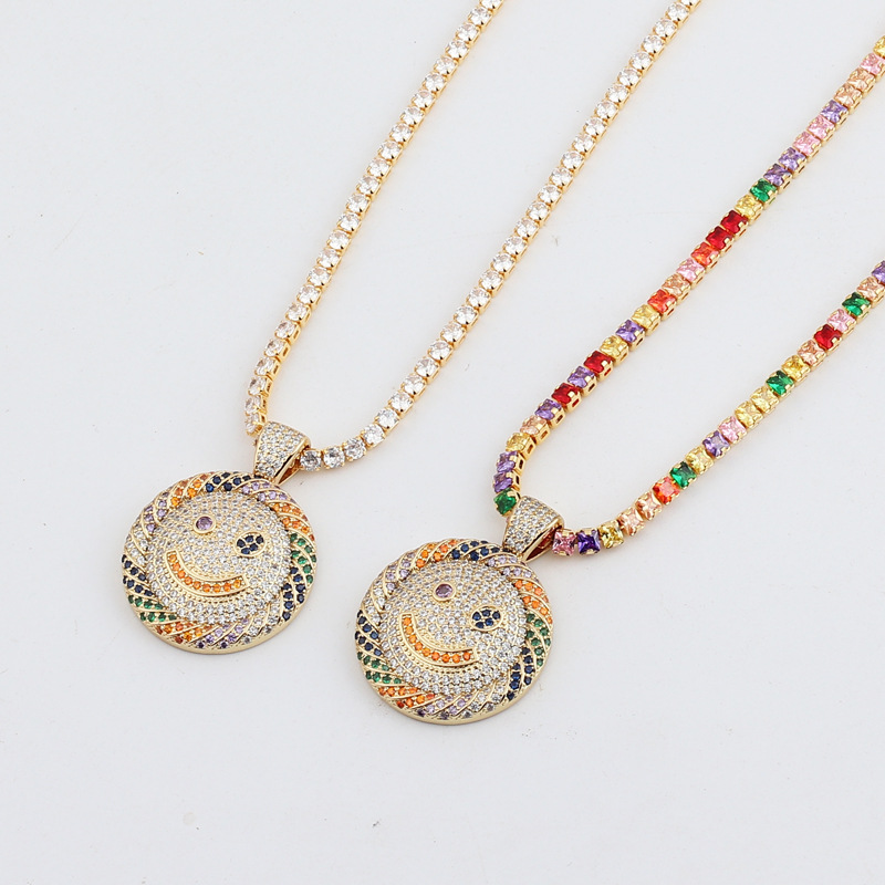 A new, simple and elegant, light luxury pendant with a unique design for women, featuring a smiling face and colorful diamonds on AliExpress for European and American trade detail image 2