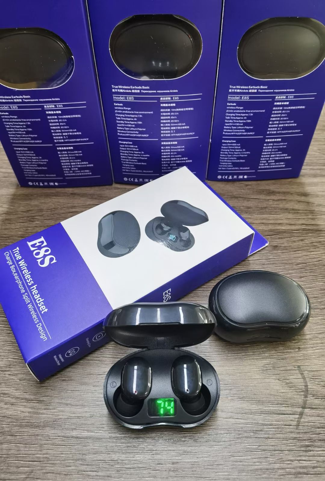 The E8S wireless Bluetooth headphones feature digital battery level display and are suitable for both men and women when playing games or listening to music pic 3