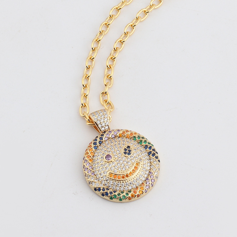 A new, simple and elegant, light luxury pendant with a unique design for women, featuring a smiling face and colorful diamonds on AliExpress for European and American trade detail image 6
