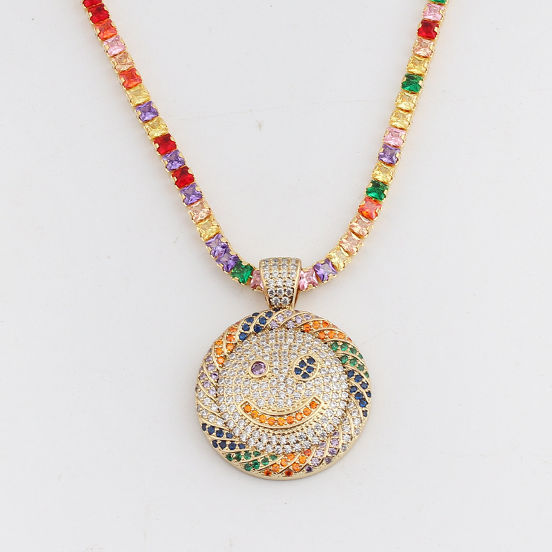 A new, simple and elegant, light luxury pendant with a unique design for women, featuring a smiling face and colorful diamonds on AliExpress for European and American trade detail image 9