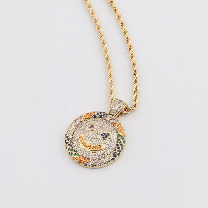 A new, simple and elegant, light luxury pendant with a unique design for women, featuring a smiling face and colorful diamonds on AliExpress for European and American trade detail image 7