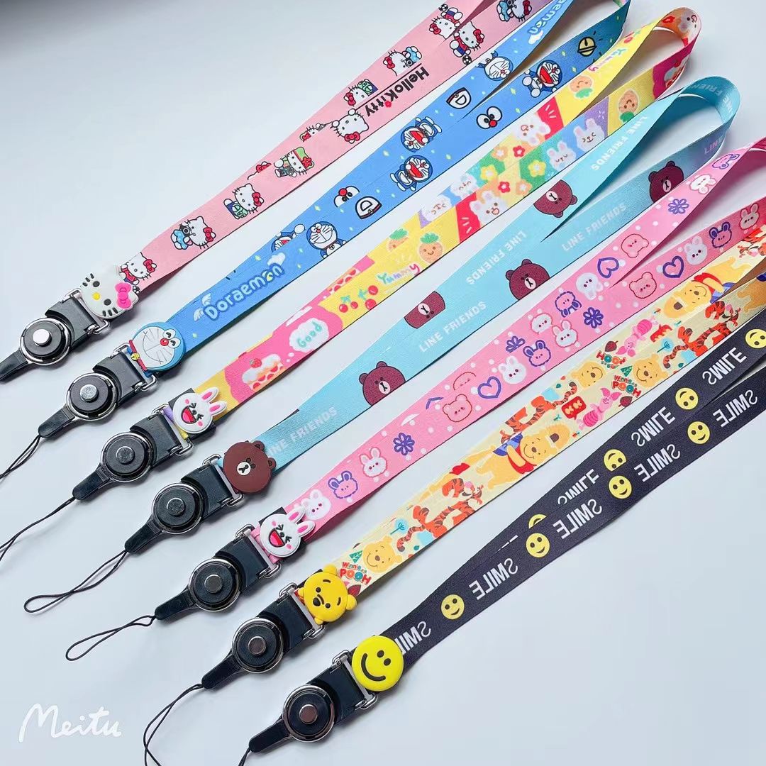 Nuevo estilo marea de silicona dibujos animados bondadoso desmontar 2 en 1 versión ancha teléfono lanyard tarjeta tarjeta teléfono caso general al por mayor