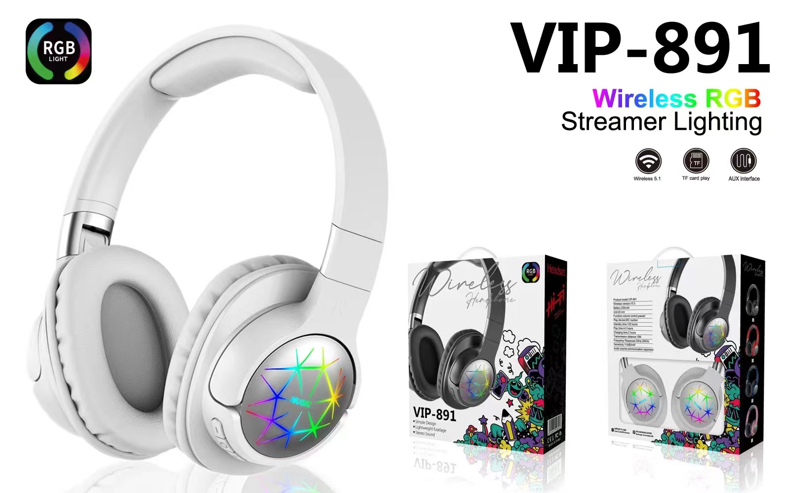 Auriculares de la marca sogo, auriculares bluetooth, auriculares bluetooth inalámbricos, VIP-891 Specification image