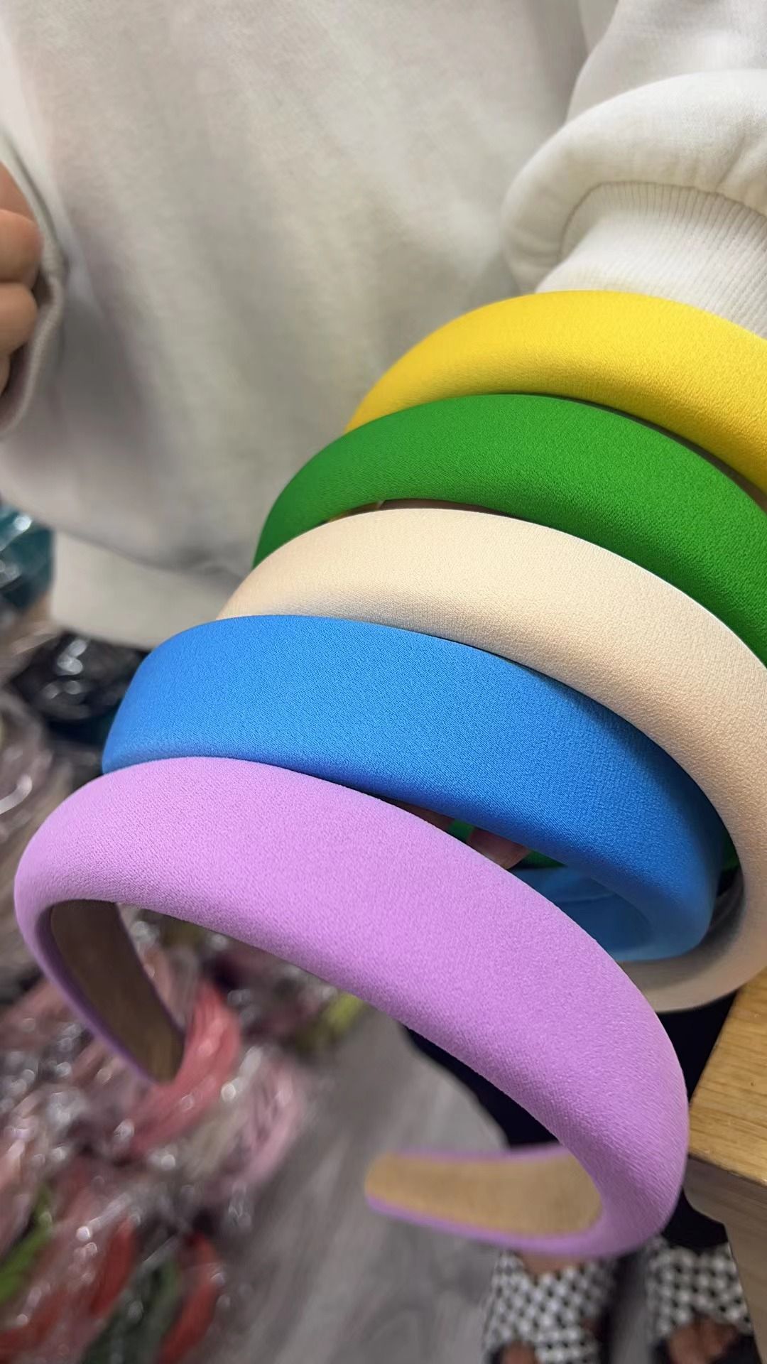 Korean French high-end style wide color hair band 3 cm super fairy-shaped sponge headband detail image 1