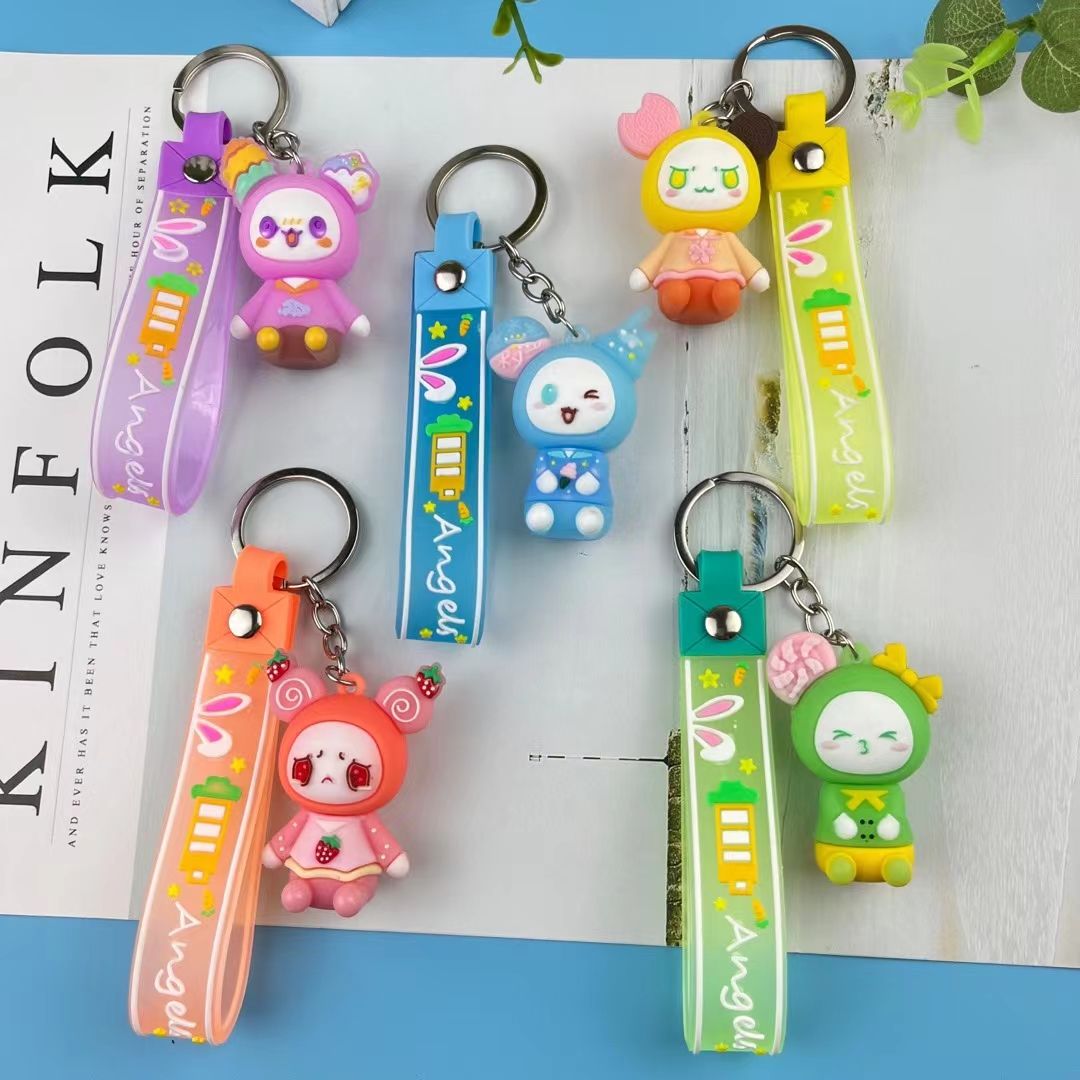 Blue Goose Jewelry Three-dimensional silicone material keychain Series three-piece set with bell 4 details Picture
