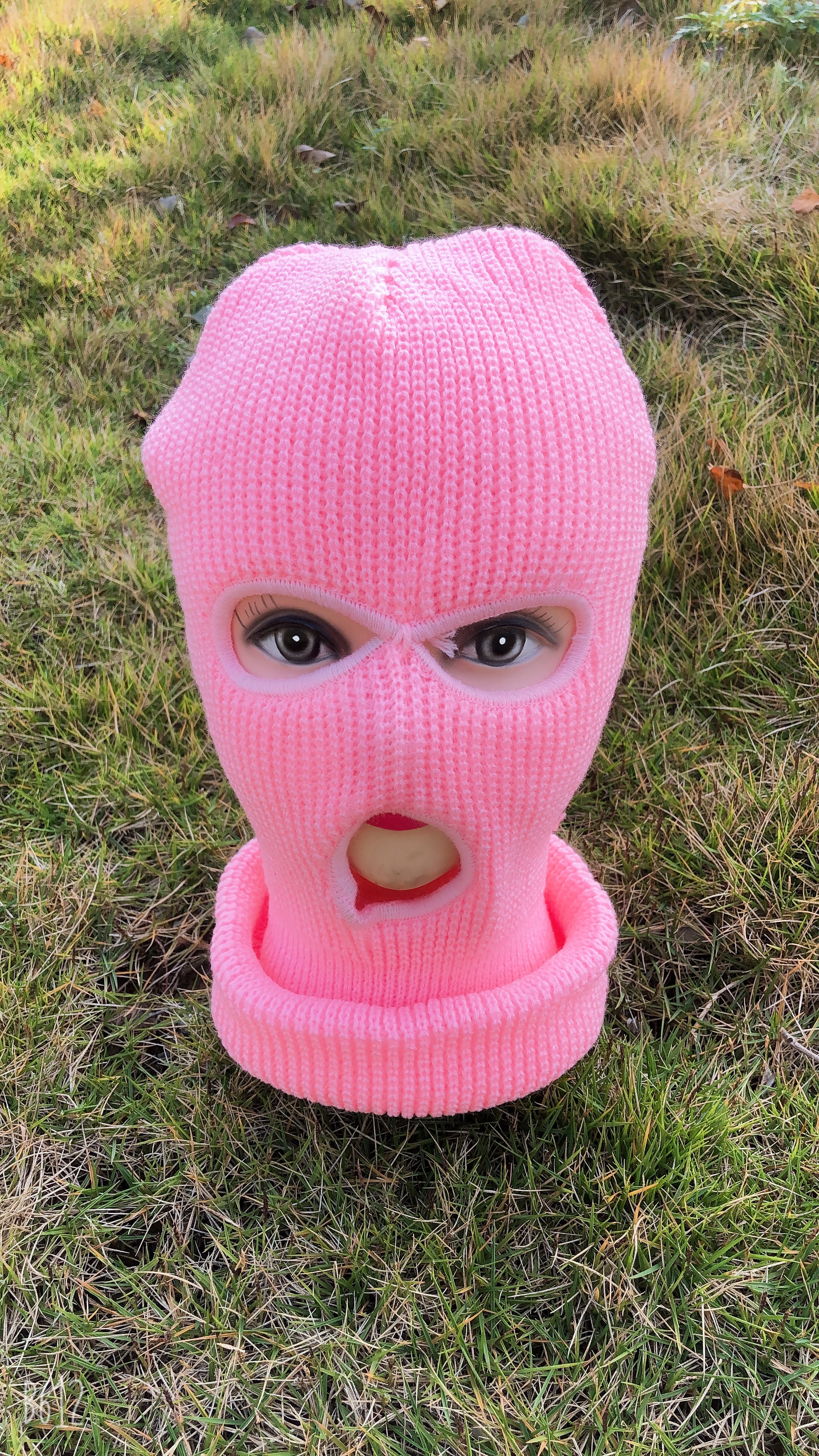 Three-Hole Knitted Woolen Hat For Adults full figure