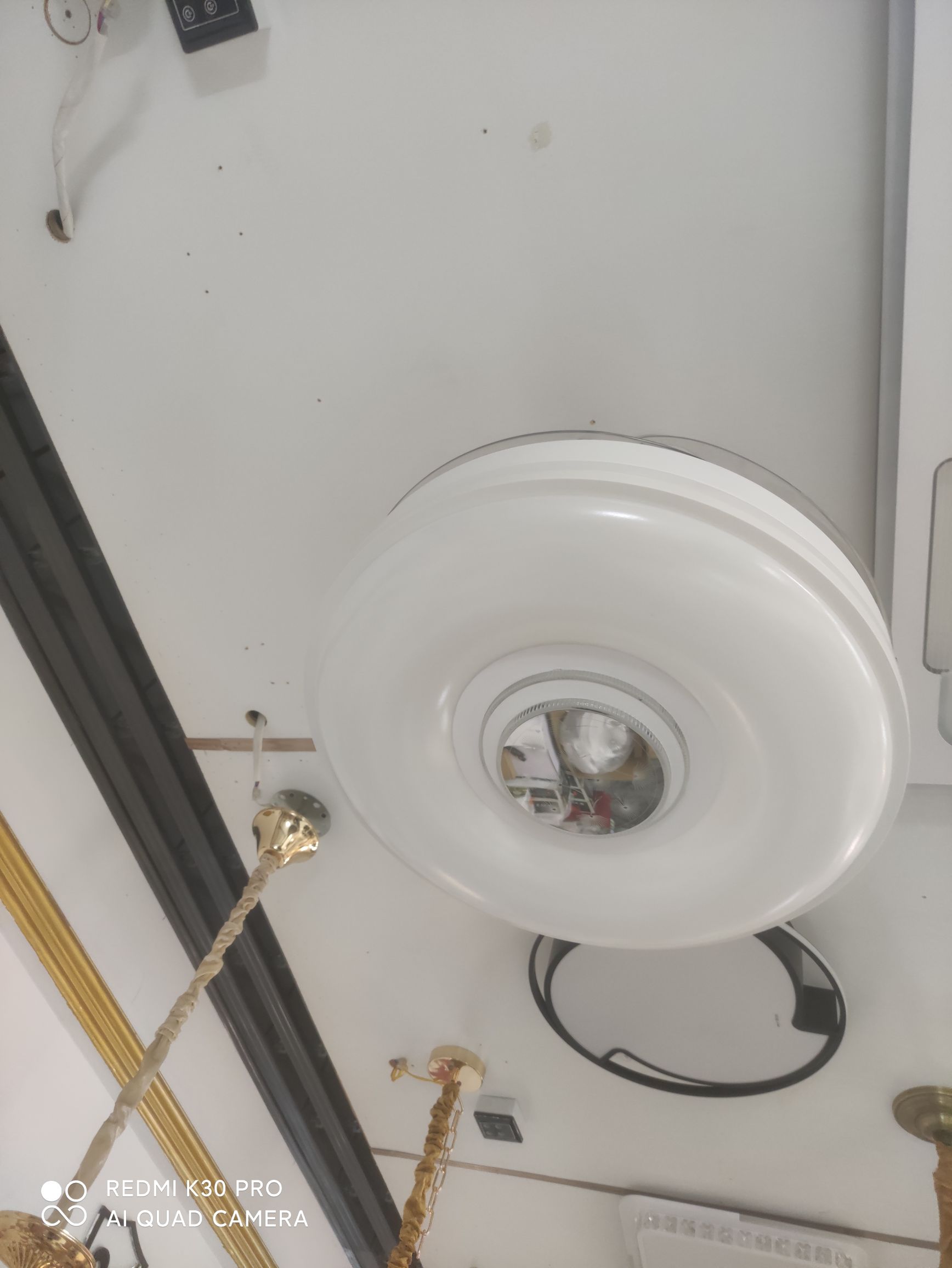 F2008 hanging fan light dual-color LED details Picture