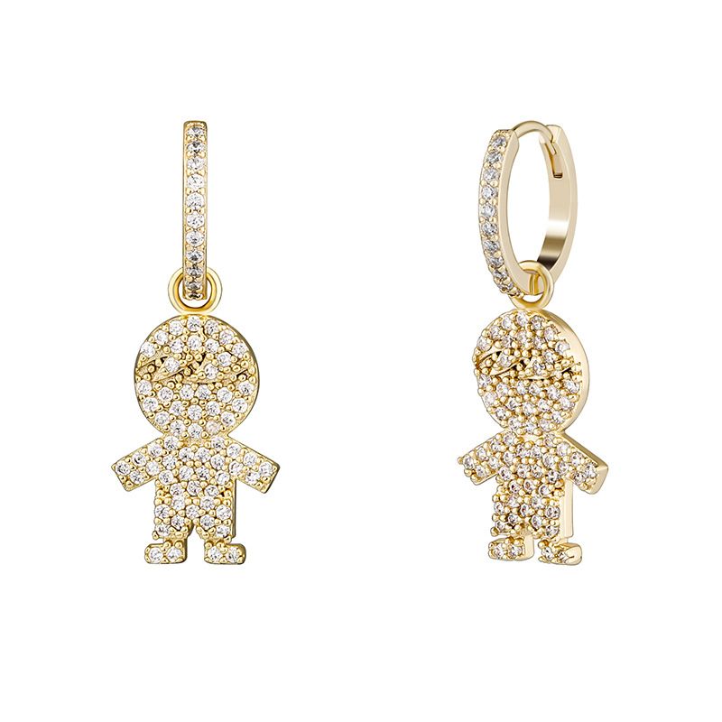 Creative hip-hop Zircon cartoon character earrings are selling well on Xiaohongshu. They are versatile European and American earrings and personalized earrings for men and women Item Picture