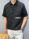 男款  棉麻  短袖  韩版   衬衣