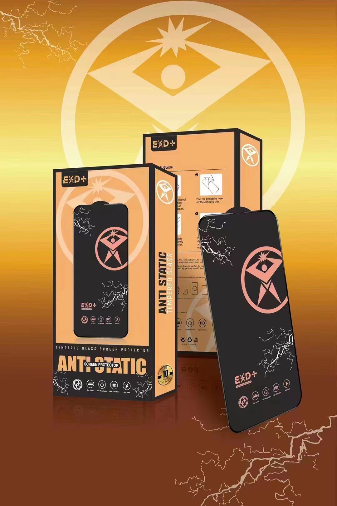 A box of ten pieces of Lightning tempered film phone screen protectors detail image 3