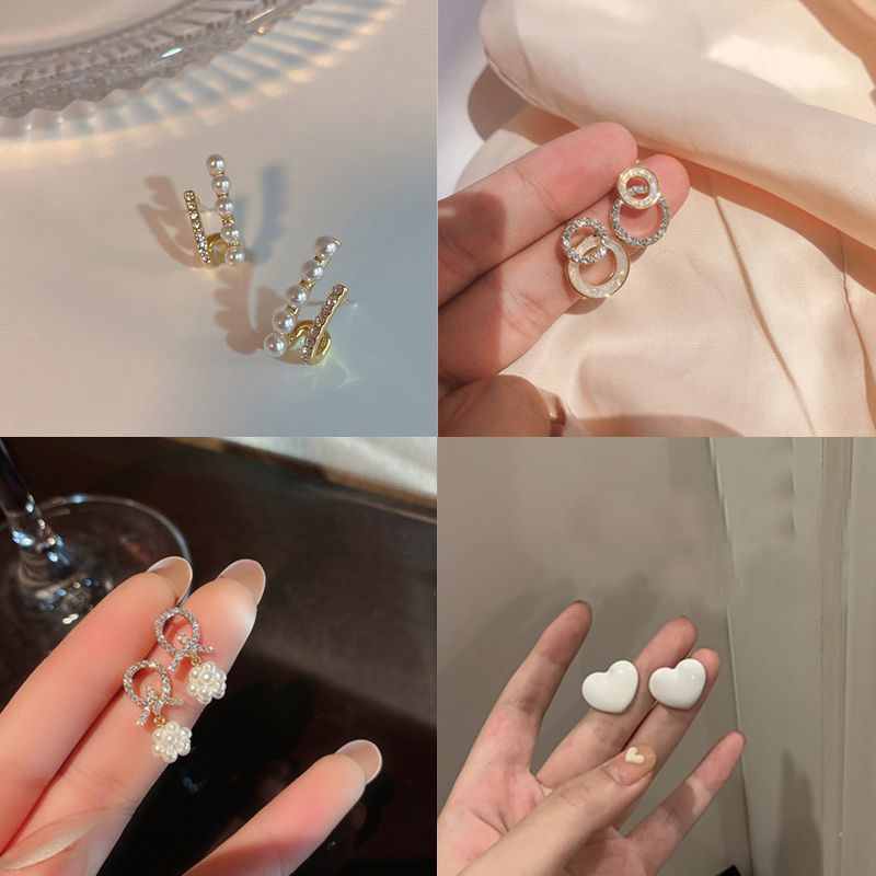 925 Silver Ear rings for women, fashionable and elegant, anti-allergy ear buckles, new Korean version earrings 314 details Picture