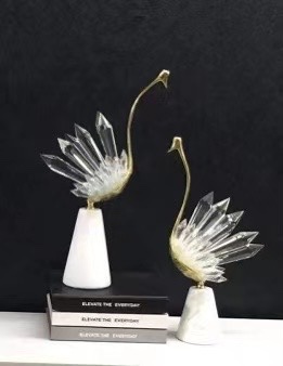 Pure copper crane New Chinese-style glazed decorative items, maple leaf home craft flat decorative items, sculpture decorative items 1