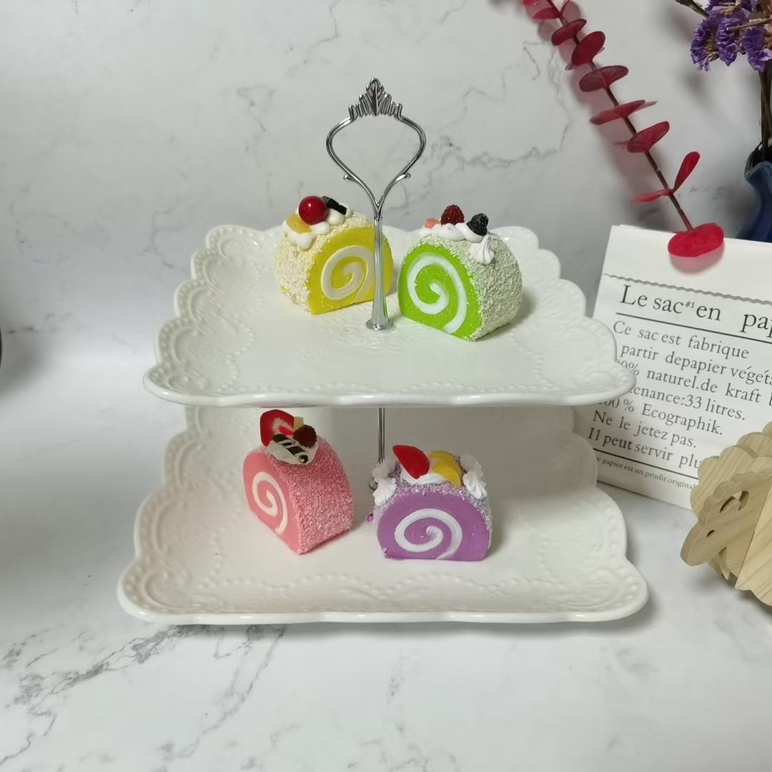 Yongsheng Ceramics YS Export European Relief Ceramic pastry skewers and Plates YS002