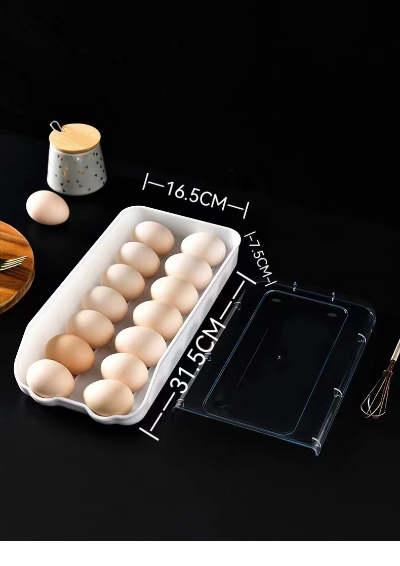 An automatic magic egg storage box, a creative rolling egg box for storing eggs in a drawer style for refrigerator preservation Item Picture