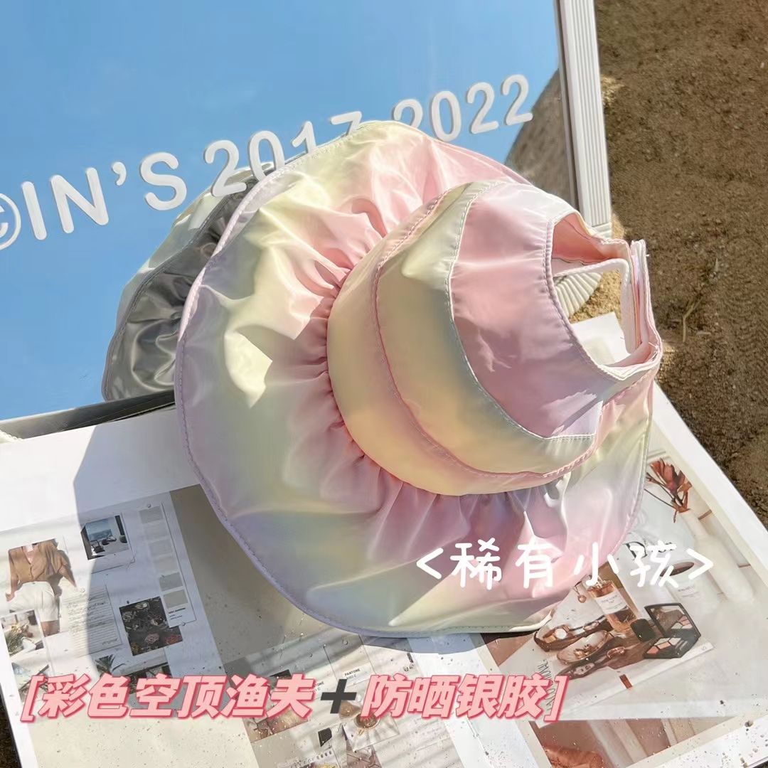 亲子帽子渐变色儿童银胶夏季出游空顶帽防晒速干新款成人大帽檐潮详情8