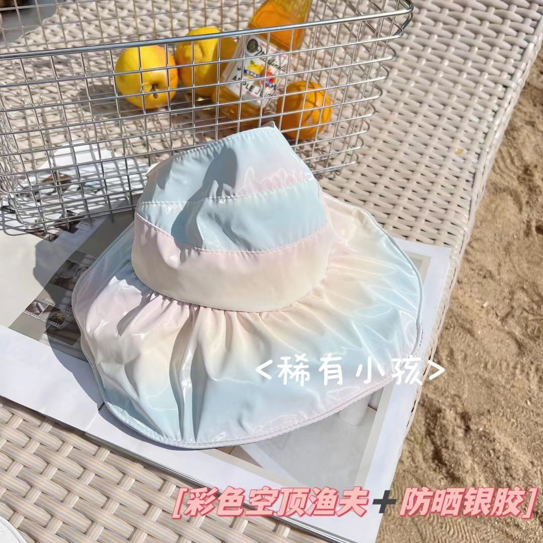 亲子帽子渐变色儿童银胶夏季出游空顶帽防晒速干新款成人大帽檐潮详情5