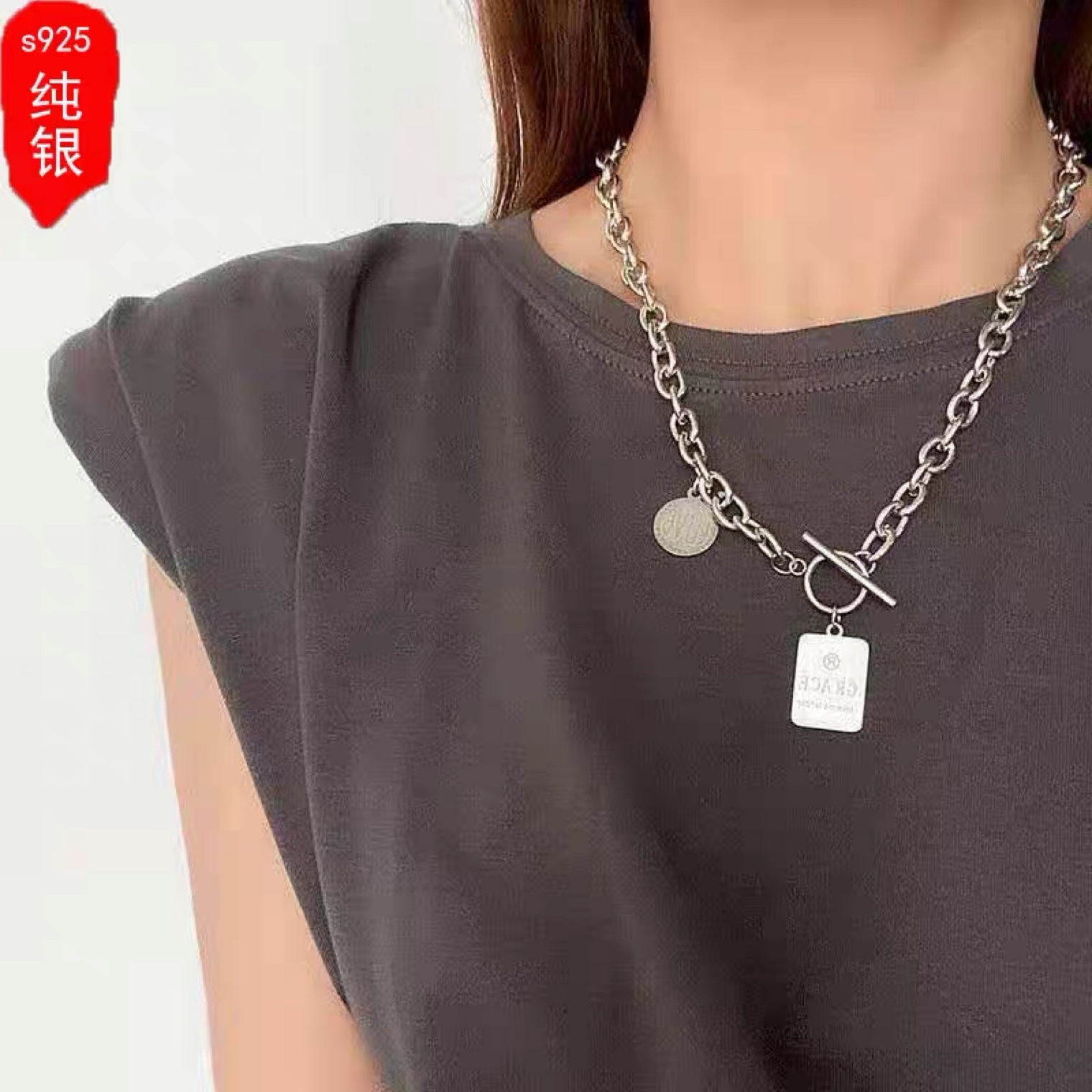 925 sterling silver necklace for women, light luxury, niche and high-end design sense, 2022 new Instagram hip-hop non-fading collarbone chain