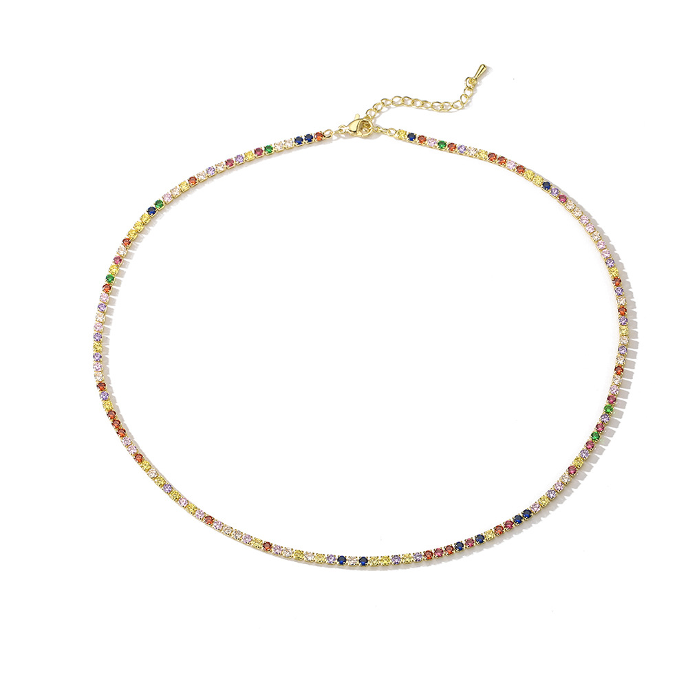 A trendy copper-plated 18K gold slightly inlaid zirconium necklace from Europe and America, the same style as an Instagram influencer's collarbone chain, a cross-border bestseller detail image 6