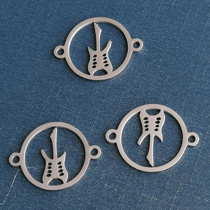 European and American titanium steel guitar pendants, music series bracelets, trendy men's metal instrument necklaces, factory direct sales, diy jewelry accessories