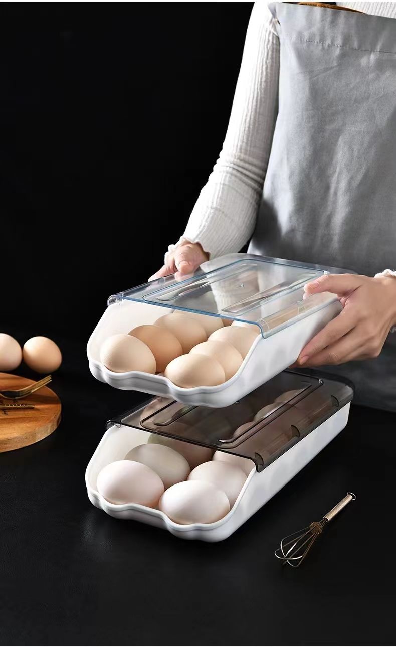 An automatic magic egg storage box, a creative rolling egg box for storing eggs in a drawer style for refrigerator preservation detail image 9