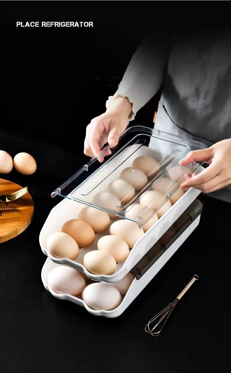 An automatic magic egg storage box, a creative rolling egg box for storing eggs in a drawer style for refrigerator preservation detail image 7