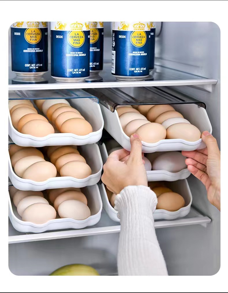 An automatic magic egg storage box, a creative rolling egg box for storing eggs in a drawer style for refrigerator preservation detail image 3