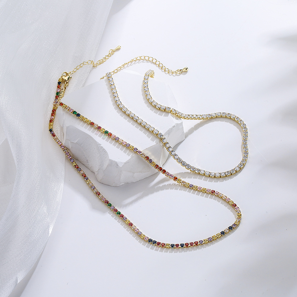 A trendy copper-plated 18K gold slightly inlaid zirconium necklace from Europe and America, the same style as an Instagram influencer's collarbone chain, a cross-border bestseller