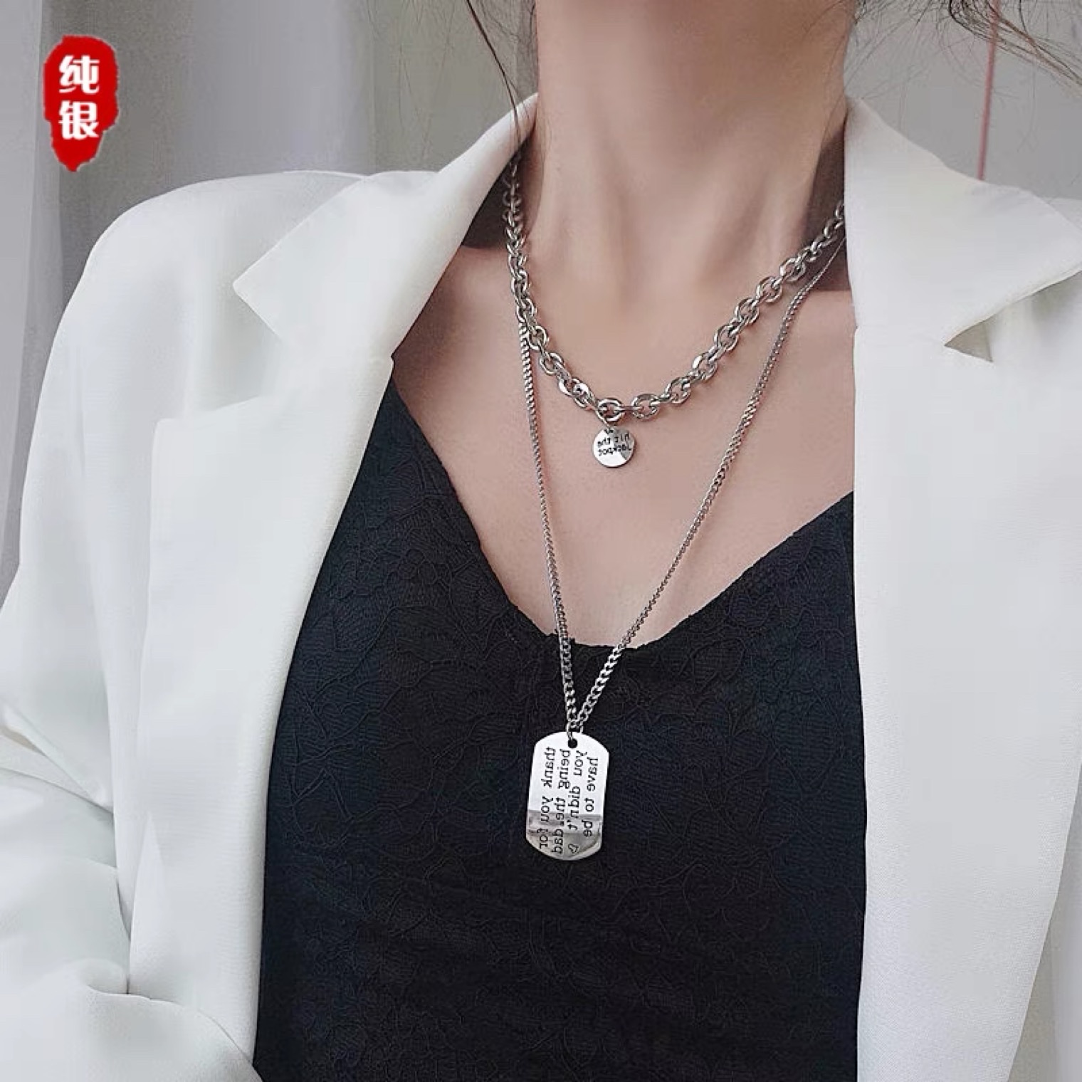 925纯银项链2022年新款女夏季潮ins高级设计感小众网红锁骨链长款