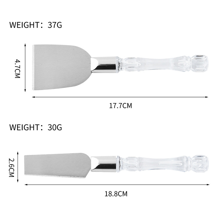 Cheese tool set in stock: 4-piece set of cheese cones, crystal handles, cheese slicer and cheese knife detail image 5