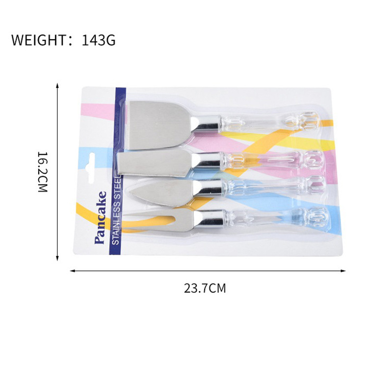 Cheese tool set in stock: 4-piece set of cheese cones, crystal handles, cheese slicer and cheese knife detail image 4